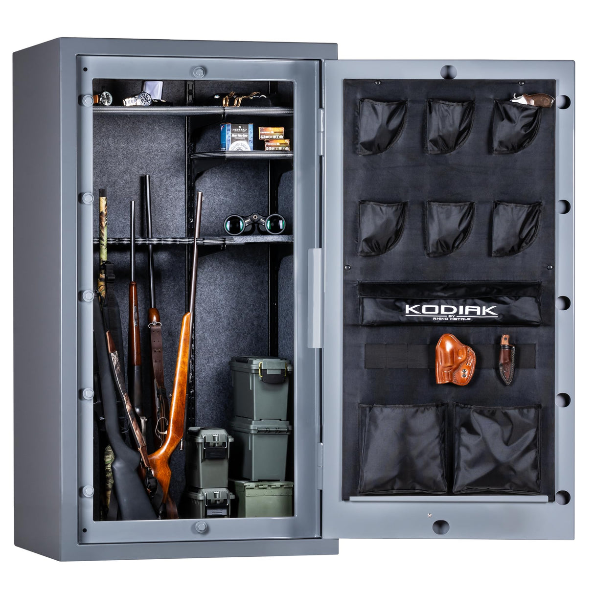 Kodiak Home Gun Safe for Rifles & Pistols | KGX5933G by Rhino Metals with New SafeX Security System | 41 Long Guns & 6 Handguns | 60 Minute Fire Protection | Gloss Gray Finish | 536lbs Kodiak