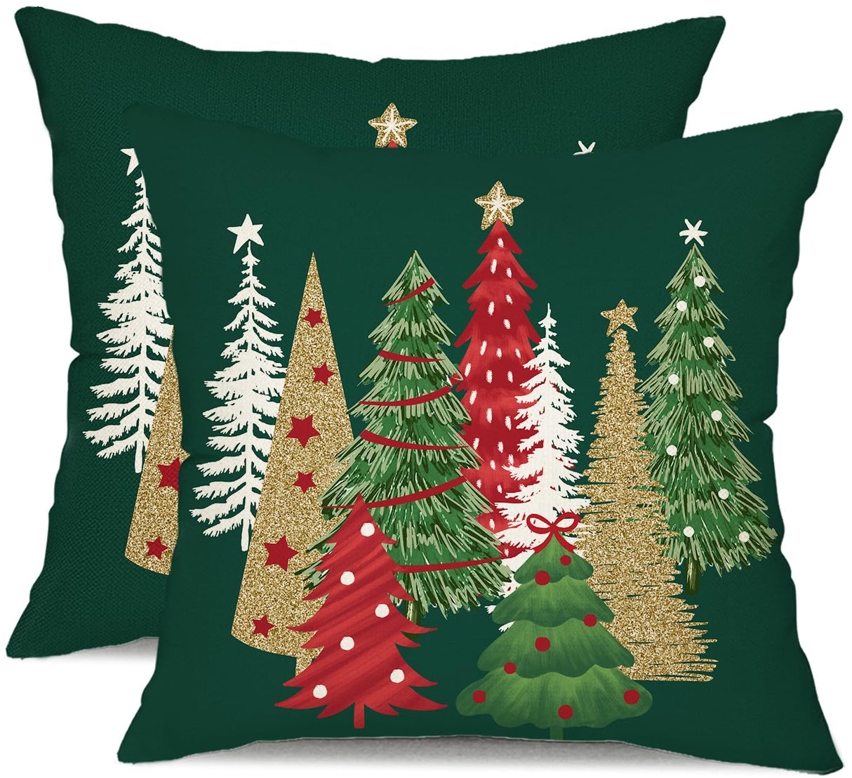 DFXSZ Christmas Pillow Covers 18x18 Inch Set of 2 Christmas Tree Decorative Green Throw Pillows Winter Christmas Decor for Home Couch TH-50B18 DFXSZ