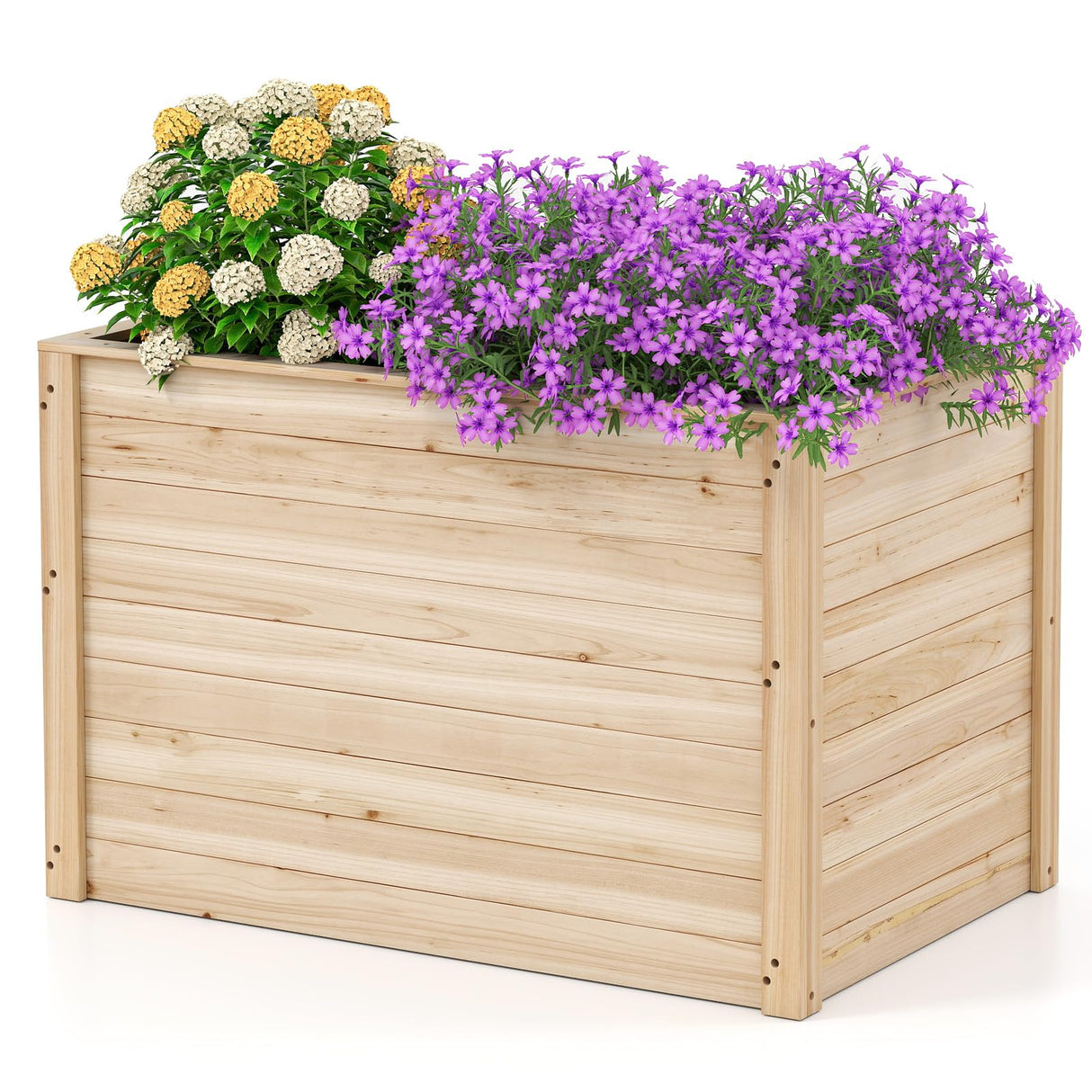 Giantex Wood Raised Garden Bed, 40"x25"x26" Elevated Planter Box w/Open-Ended Base for Deep-Rooted Plant Vegetable Fruit Flower, Outdoor Solid Wood Planter for Patio Backyard (1,40"x25"x26") Giantex