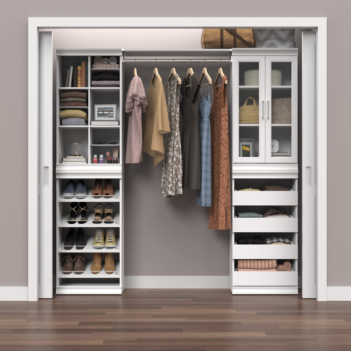 ClosetMaid Modular Storage Unit with 4 Drawers, Wood Closet Organizer, Stacking, Full Backer, Storage, Decorative Trim, White ClosetMaid