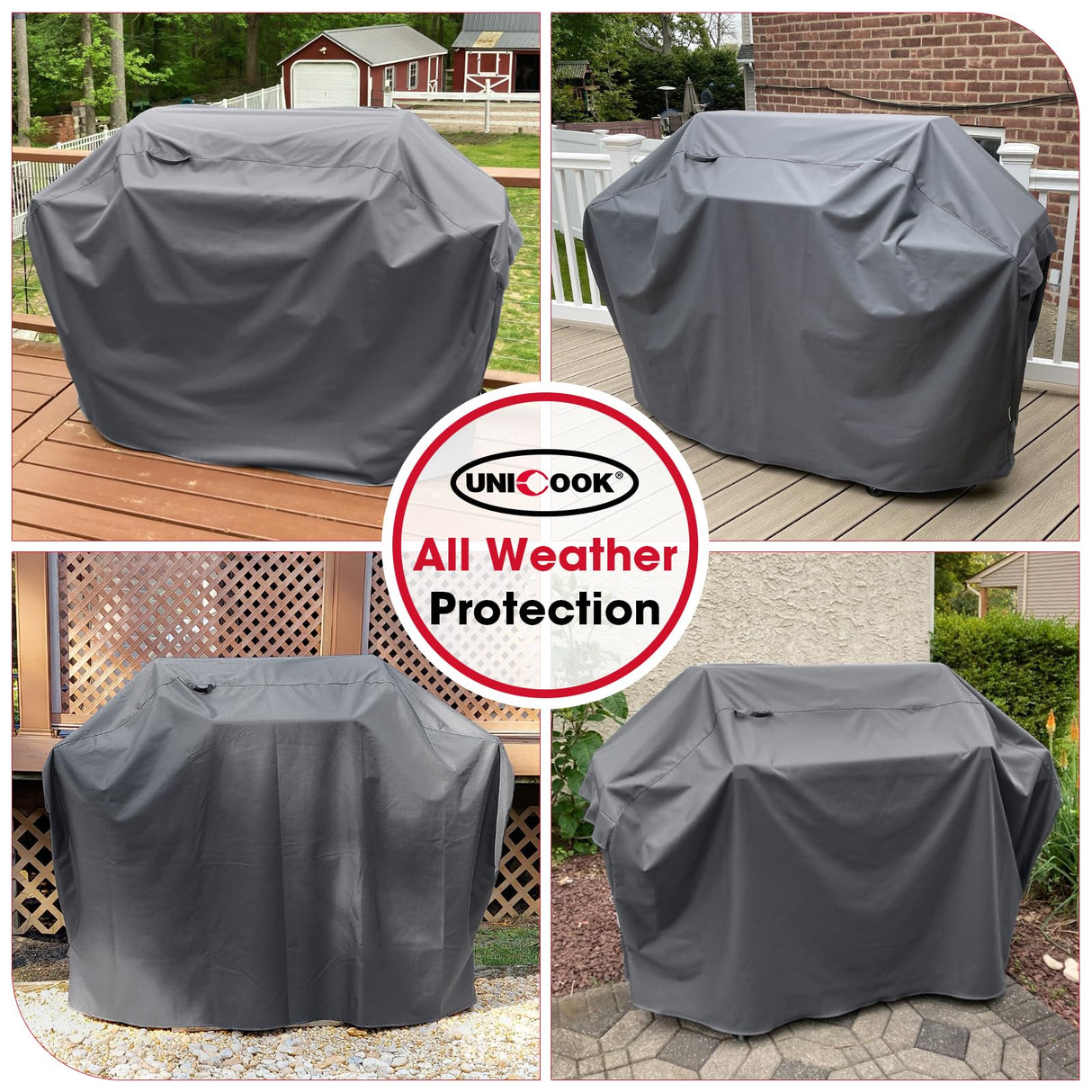 Unicook Grill Cover 75 Inch, Outdoor Heavy Duty Waterproof BBQ Grill Cover, UV & Fade Resistant Material, Compatible with Weber, Char-Broil, Nexgrill and More Grills, All Weather Resistant, Grey Unicook