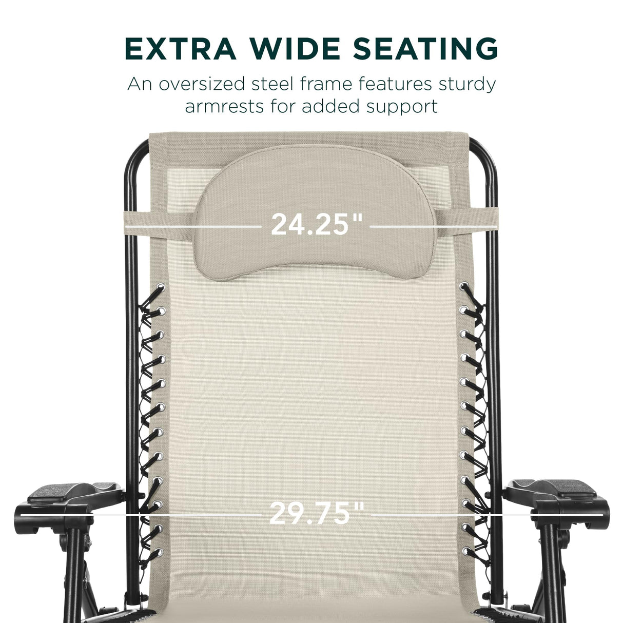Best Choice Products Oversized Zero Gravity Chair, Folding Outdoor Patio Lounge Recliner w/Cup Holder Accessory Tray, Pillow - Ivory Best Choice Products