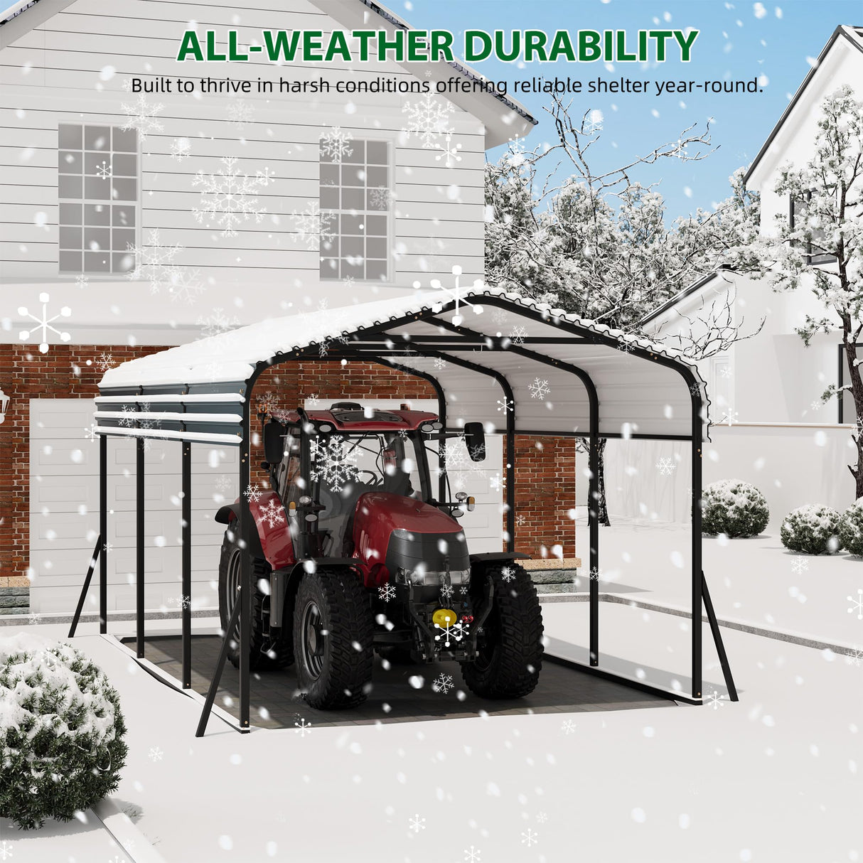 Hipicute 10' x 15' x 8.5' Heavy Duty Metal Carport with Galvanized Steel Roof, Steel Carport Kits Outdoor with Metal Roof, Galvanized Car Shelter for Tractors, Pickup, Boat, Car Hipicute