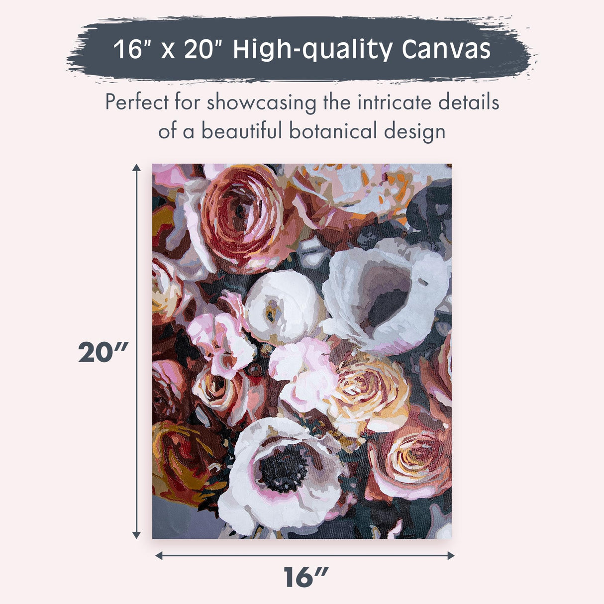 Pink Picasso Botanical Floral Paint by Number Kit for Adults & Teens | DIY Canvas 16x20 Acrylic Painting Sets, Color by Numbers, Drawing, Arts & Crafts, As Seen On Shark Tank (Delightful Delivery) Pink Picasso