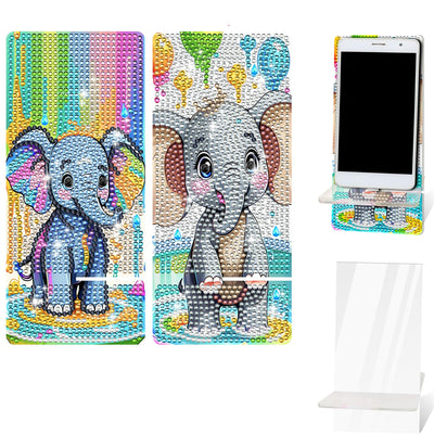 NUFTVI 2 Pack Diamond Painting Cell Phone Stand, DIY Full Crystal Diamond Art Phone Holder and Mirror, Craft Art Kits Gift for Beginner Adult (Little Elephant)