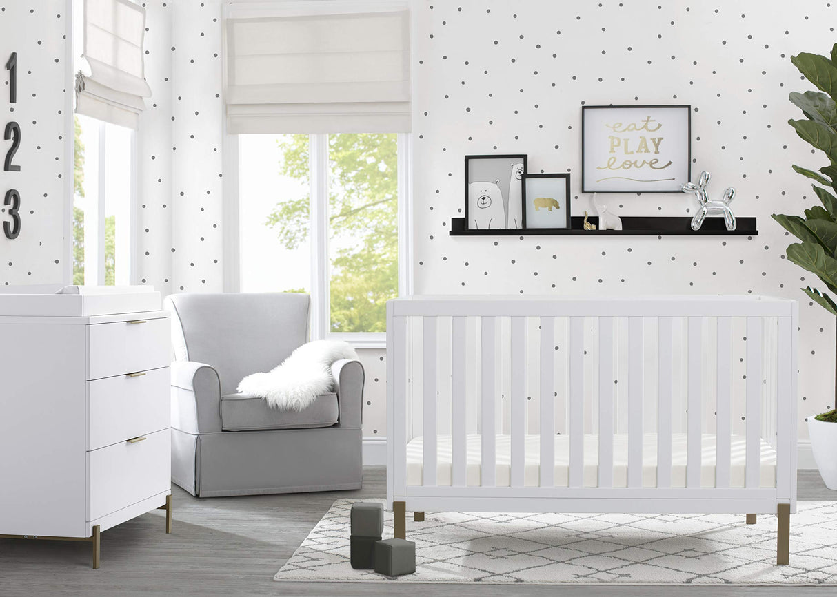 Delta Children Hendrix 4-in-1 Convertible Crib, Bianca White/Bronze Delta Children