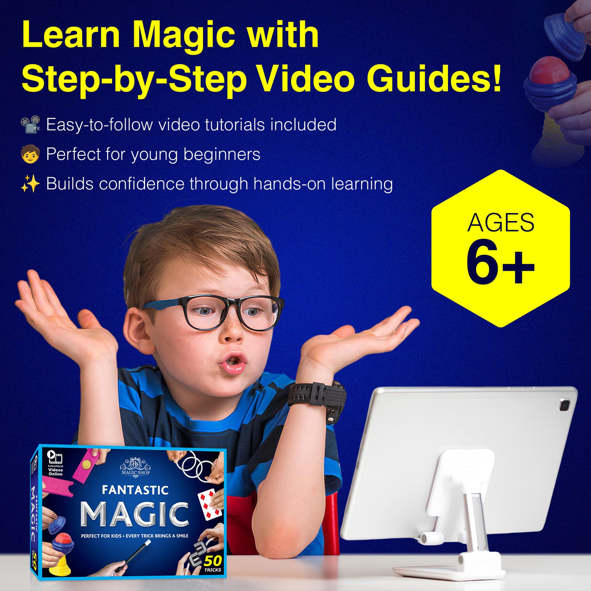 RA MAGIC SHOP Fantastic Magic Set - 50 Easy Tricks with Video Instructions for Kids Age 6-12 | Magic Trick Set, Magic Toys & Beginner Magic Tricks RA MAGIC SHOP