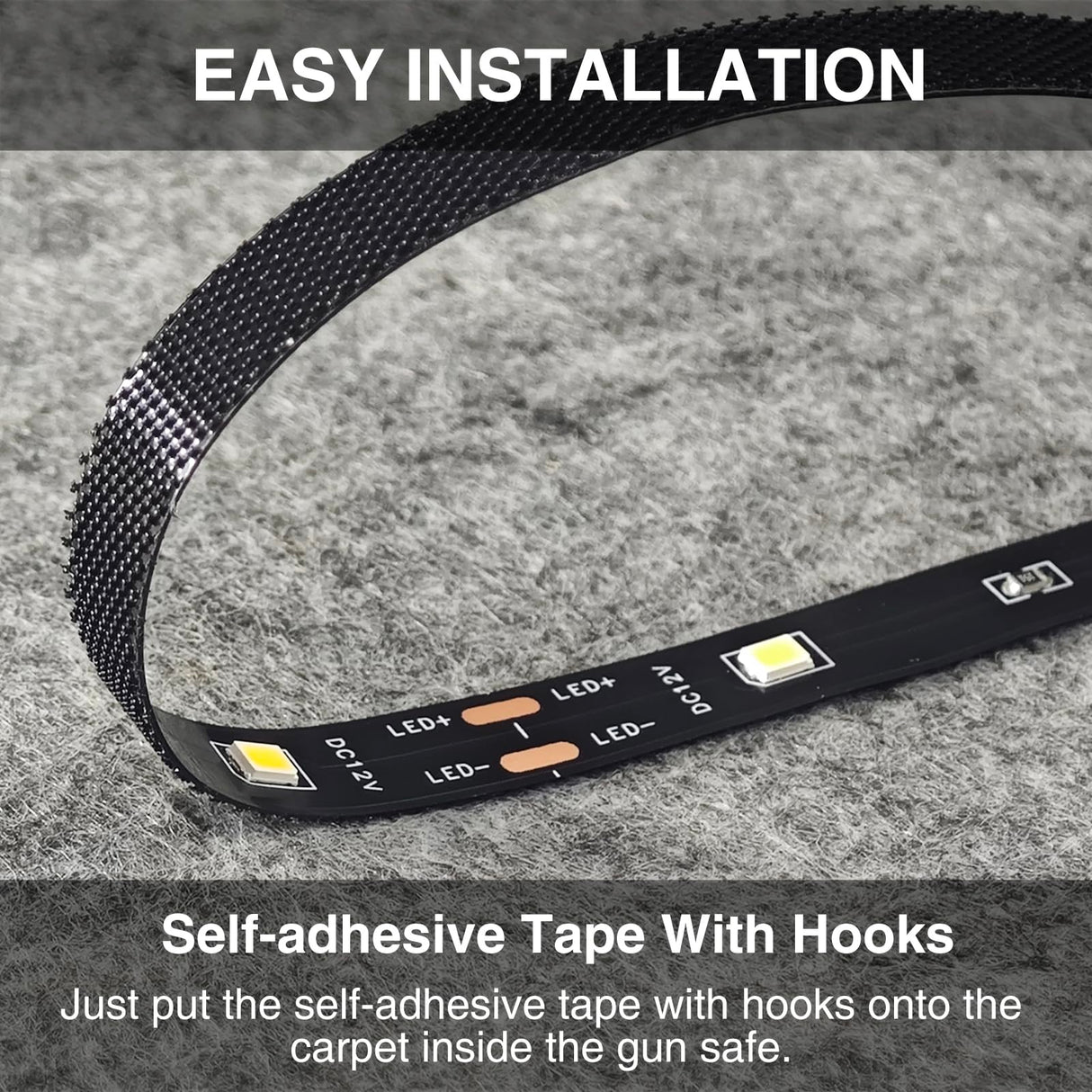 GOOMEEYA Motion Sensor Gun Safe Light with Self-Adhesive Tape with Hooks for Gun Safe with Carpet Interior GOOMEEYA