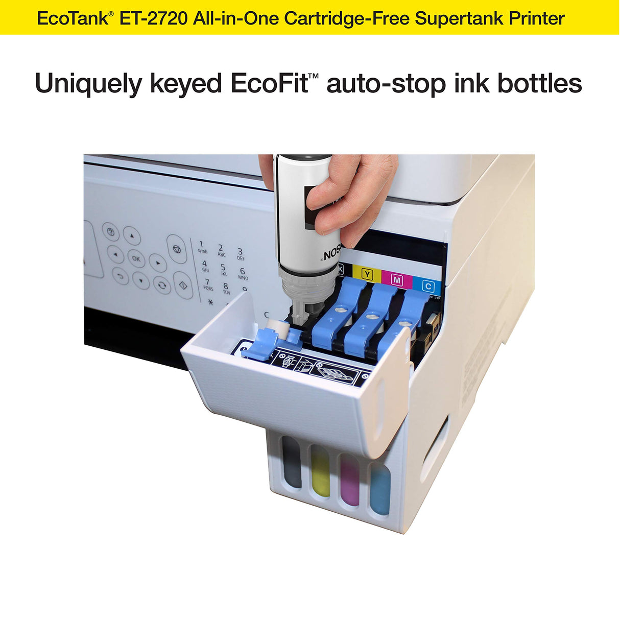 Epson EcoTank ET-2720 Wireless Color All-in-One Supertank Printer with Scanner and Copier - White Epson