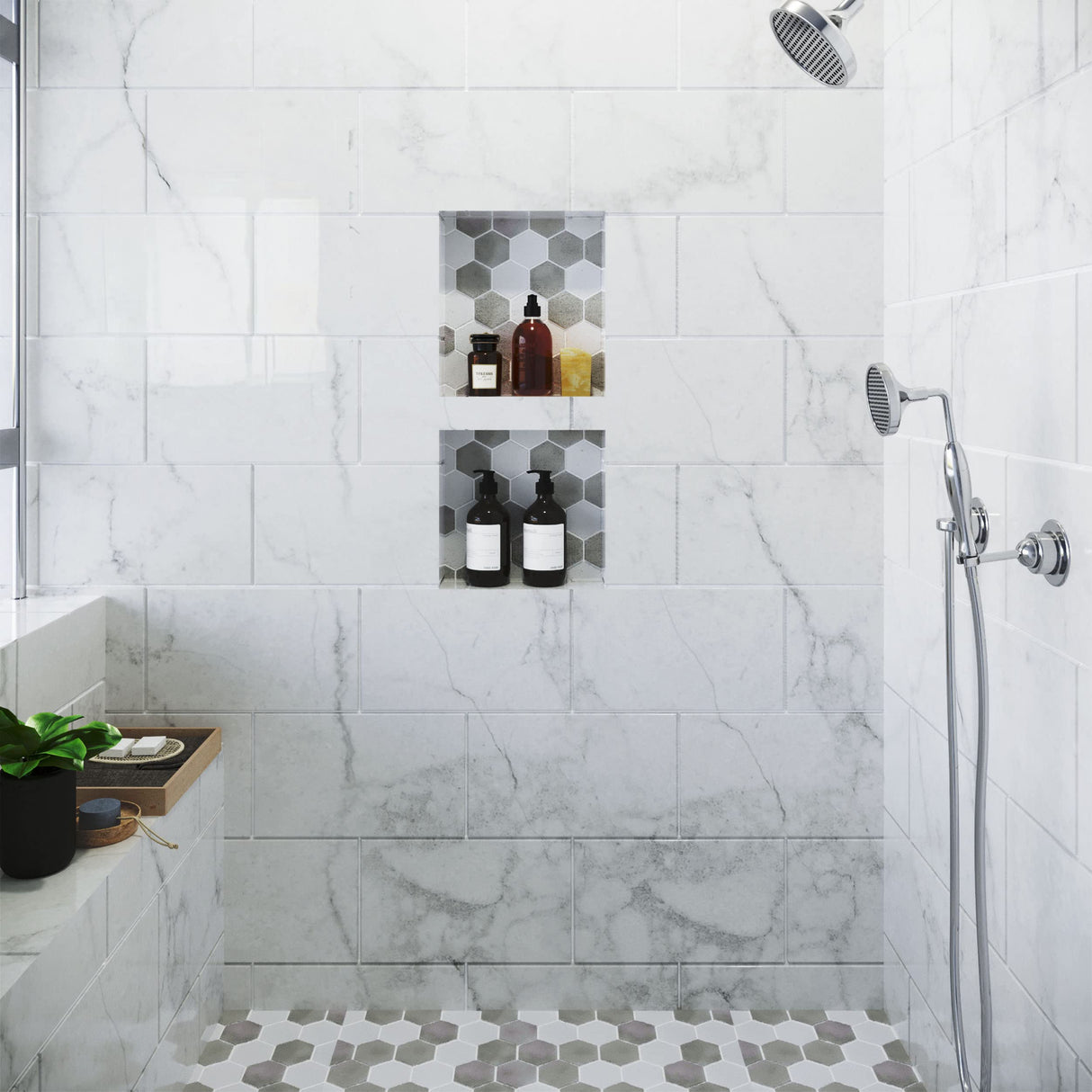 Houseables Shower Niche, Shower Niche Insert Tile Ready, Recessed Bathroom Storage, 12x28 (13x29), in Wall Shelf, Cubby Inserts, Recessed Shampoo Caddy, Inset Shelves, Built in Nook, Soap Box, Prefab Houseables