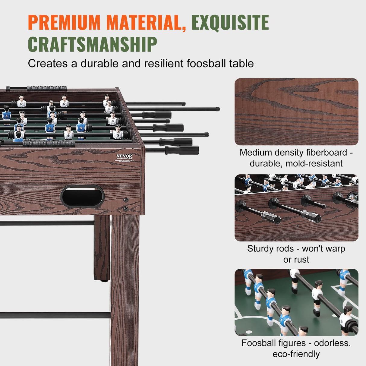 VEVOR Foosball Table, 55 inch Standard Size Foosball Table, Indoor Full Size Foosball Table for Home, Family, and Game Room, Soccer with Foosball Table Set, Includes 4 Balls and 2 Cup Holders VEVOR