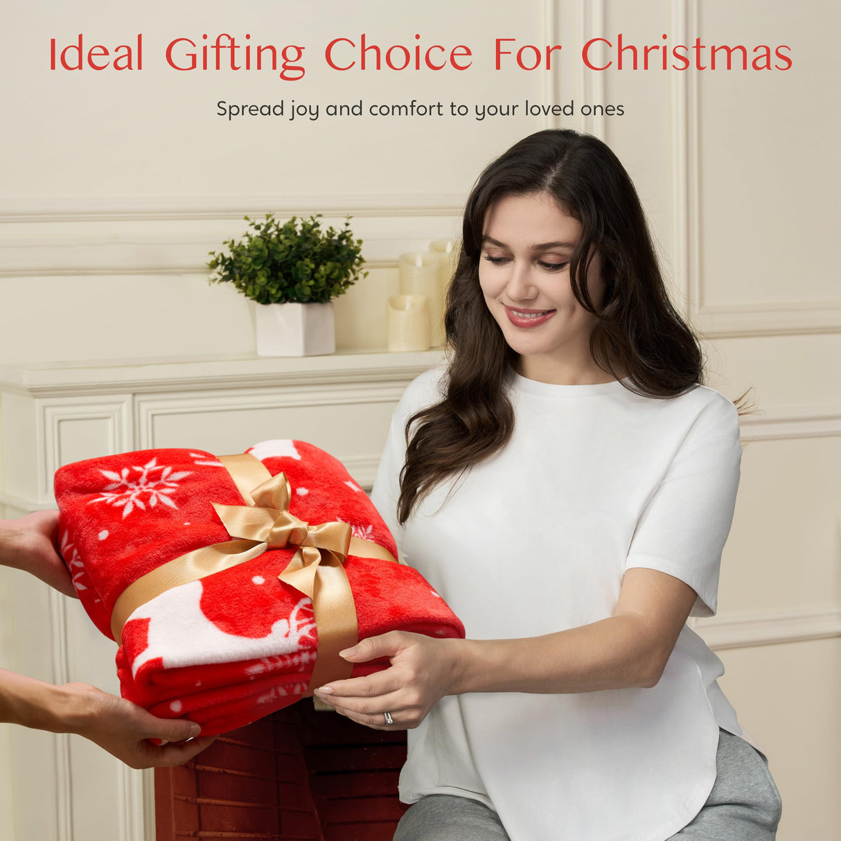 Joiedomi Christmas Throw Blanket - Soft Flannel Christmas Blanket - Warm Plush Holiday Decorative Throw - Winter Cozy Present Throw for Couch - 50” x 60" Red Nordic Joiedomi