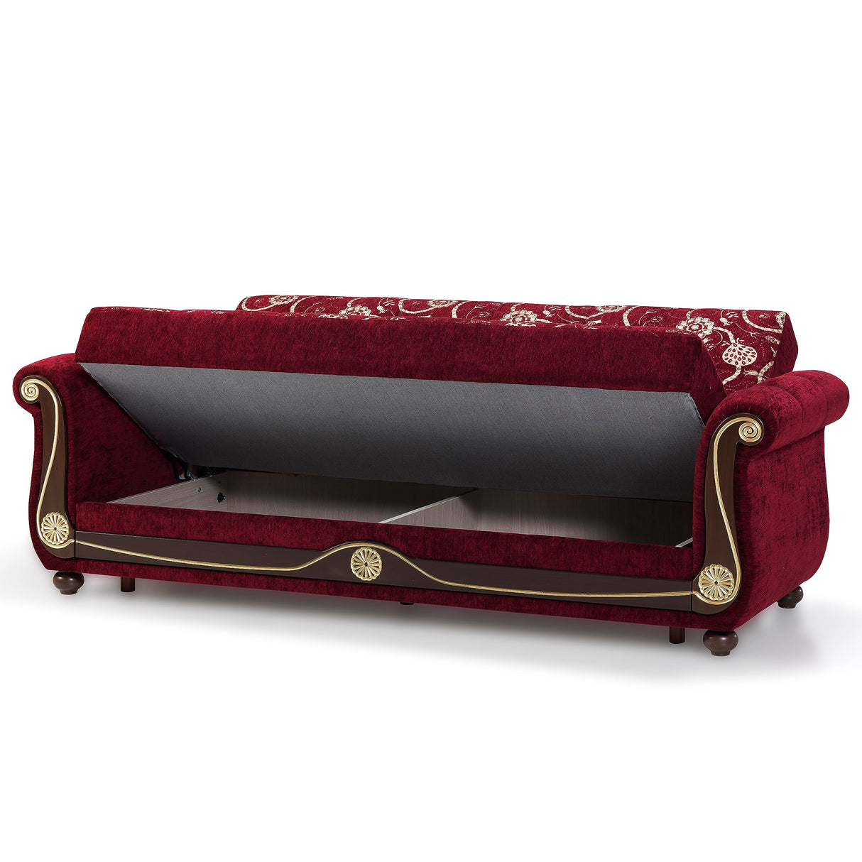 Ottomanson Sweet Home Stores 94" Convertible Sofa Bed with Storage, Firm, Fabric, 3 Seater, Upholstered Sleeper Sofa Couch, Futon for Living Room, Burgundy Ottomanson