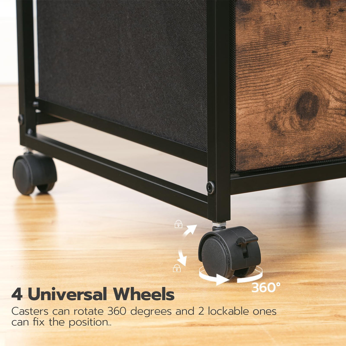 HOOBRO 3-Drawer Mobile File Cabinet, Vertical Filing Cabinet, Office Cabinet, Filing Cabinet for Home Office, Rolling Printer Stand, A4/Letter-Sized, Nonwovens Drawer, Rustic Brown BF30WJ01 HOOBRO