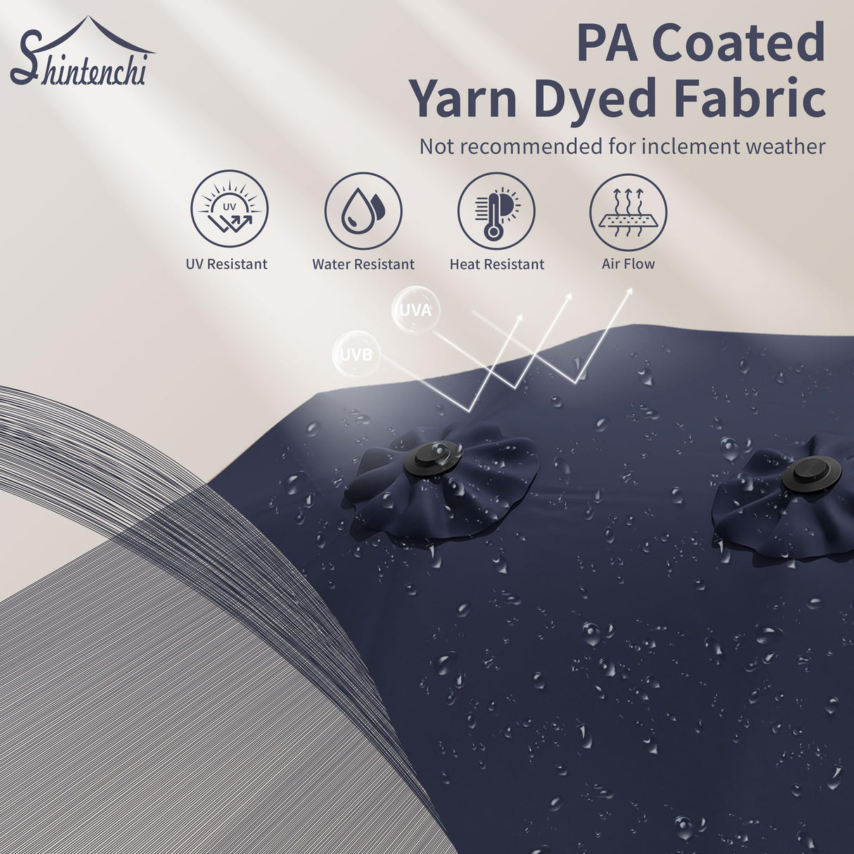 Shintenchi 15FT Large Patio Umbrella with Base, Outdoor Double-Sided Rectangular Umbrella, Market Umbrella with Crank Handle for Poolside Lawn Garden, Dark Blue Shintenchi