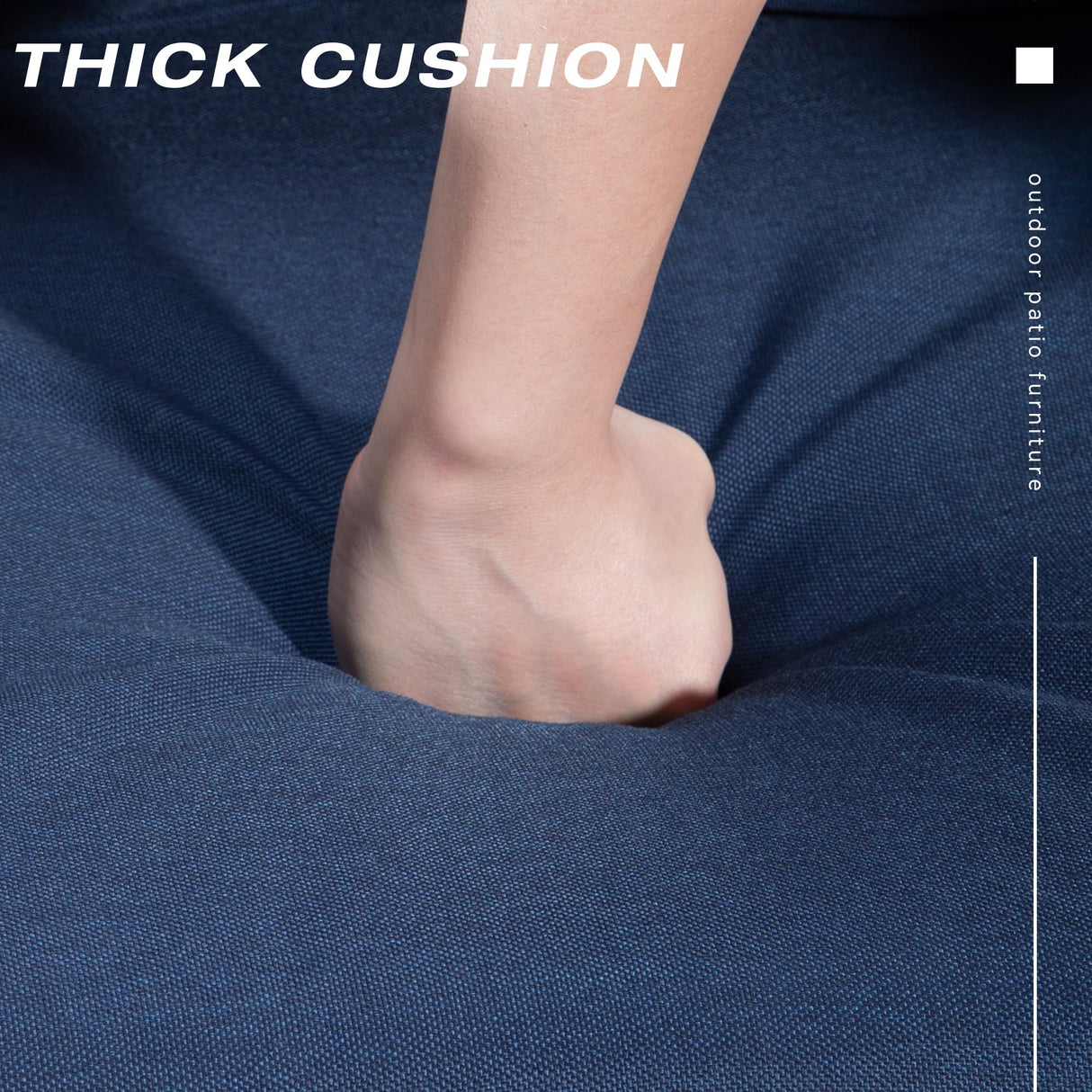 Joyside Outdoor Ottomans for Patio Set of 2 PE Wicker Steel Frame Outdoor Footstool with Removable Olefin Cushions for Garden, Patio, Backyard and Deck, Blue Joyside