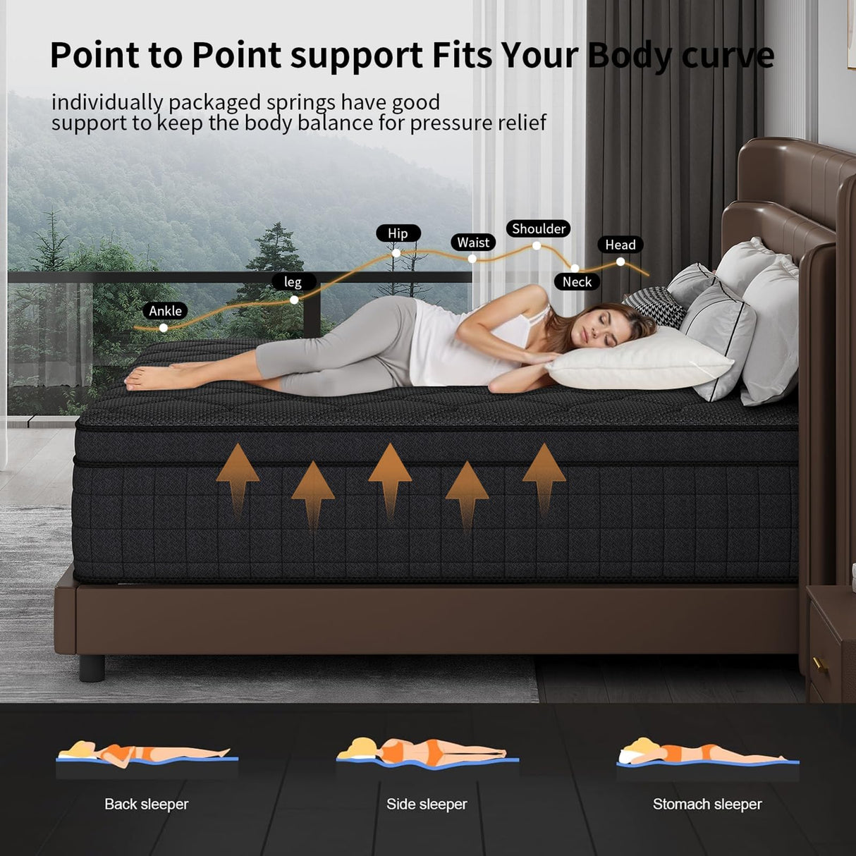 EVLWZL 14 Inch Twin Mattress, Medium Firm Hybrid Twin Mattresses, Memory Foam Mattress in a Box with Individually Wrapped Pocket Springs, Reinforced Edge Support, Pressure Relief, Motion Isolation EVLWZL