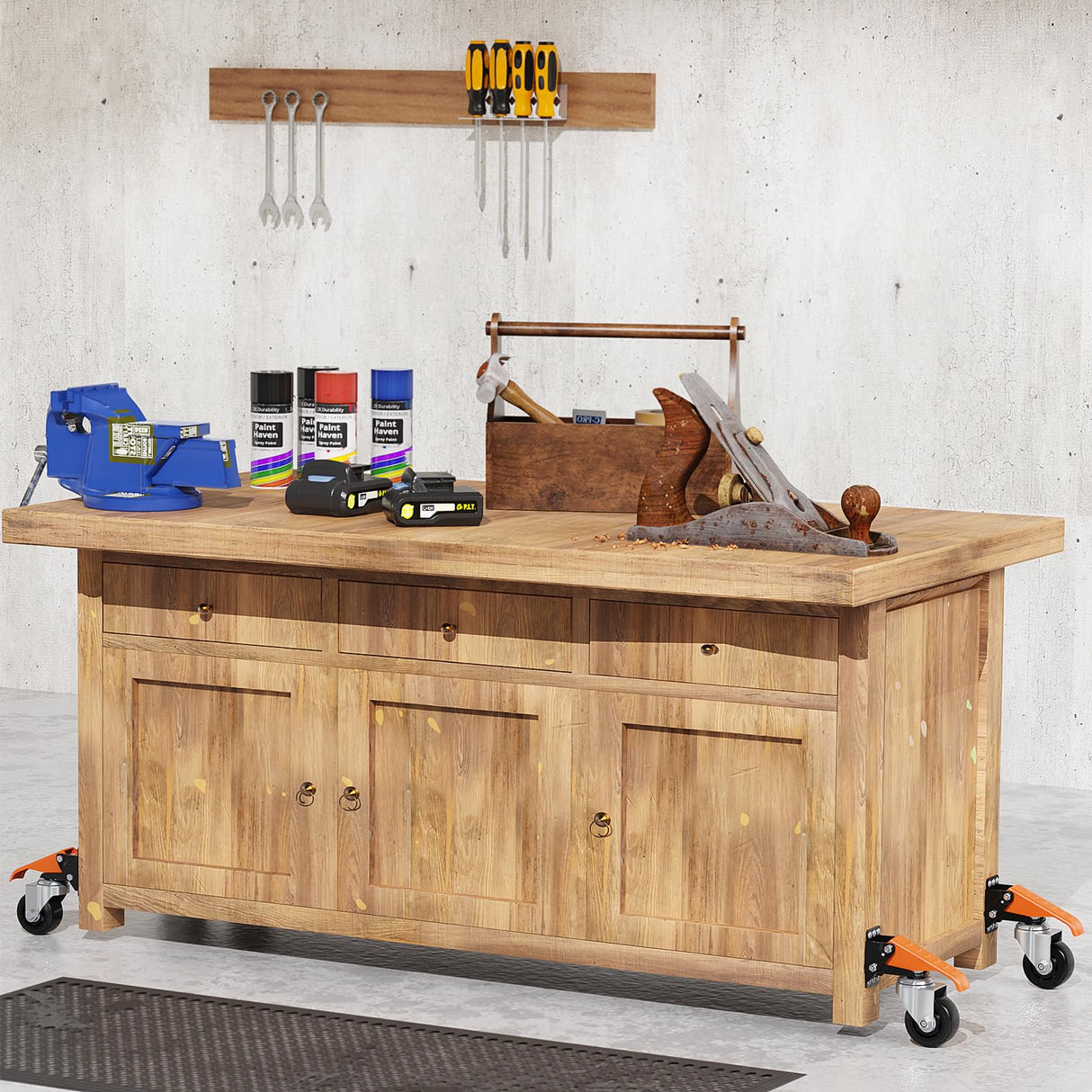 Ronlap Workbench Casters Wheels Kit 920 Lbs Capacity, Retractable Casters Set of 4 Heavy Duty Side Mount Casters 3" Lifting Casters Work Table Tool Bench Stepdown Castors Wheels 4 Pack Ronlap