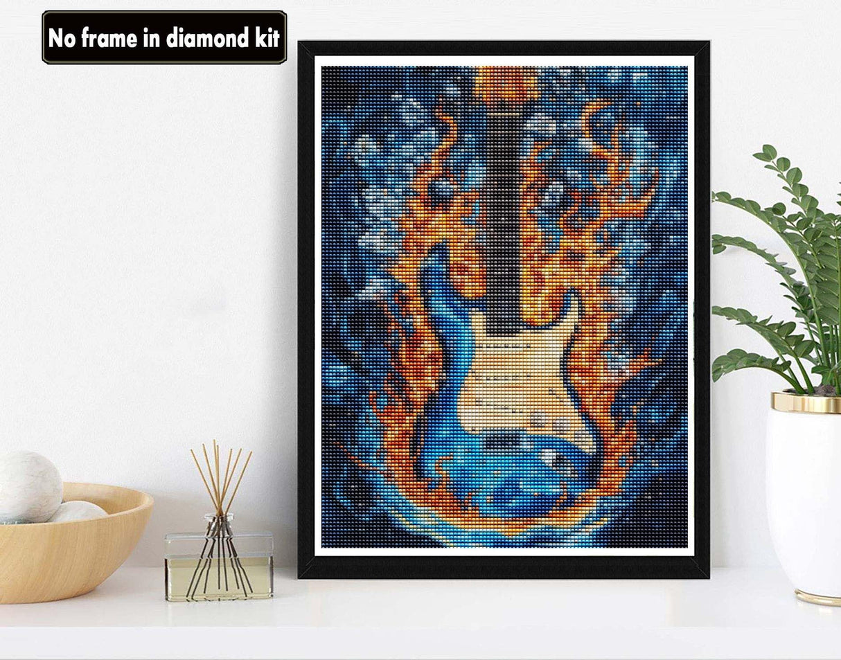 VAIIEYO 5D DIY Diamond Art Kits for Adults Guitar, Diamond Painting Musical Instrument, Paint by Numbers Full Drill Round Rhinestone Craft Canvas for Home Wall Decor Gift 12x16 inch-7 VAIIEYO