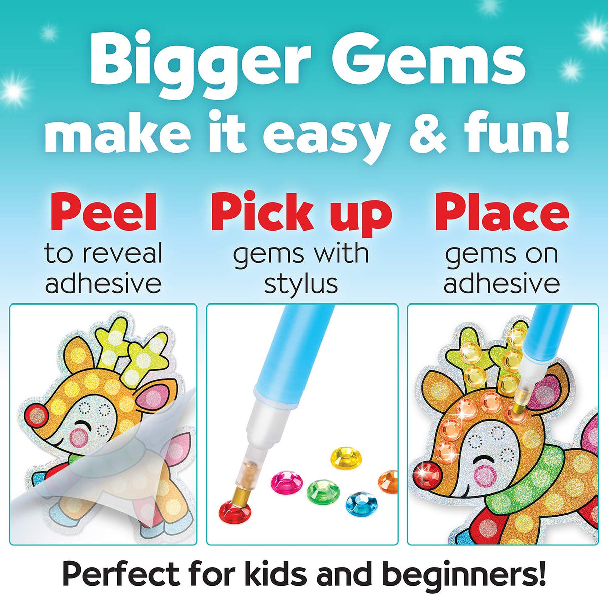 Creativity for Kids Big Gem Diamond Painting Kit: Holiday Stickers and Suncatchers - Diamond Painting Kits and Christmas Gifts, Christmas Crafts for Girls and Boys, Kids Gifts for Ages 6-8+ Creativity for Kids