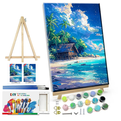 ATDMS Paint by Numbers Kit for Adult with Easel DIY Landscape Paint by Number with Frame DIY Oil Painting Kits for Wall Hanging Home Room Decor 7.87x11.81 Inch
