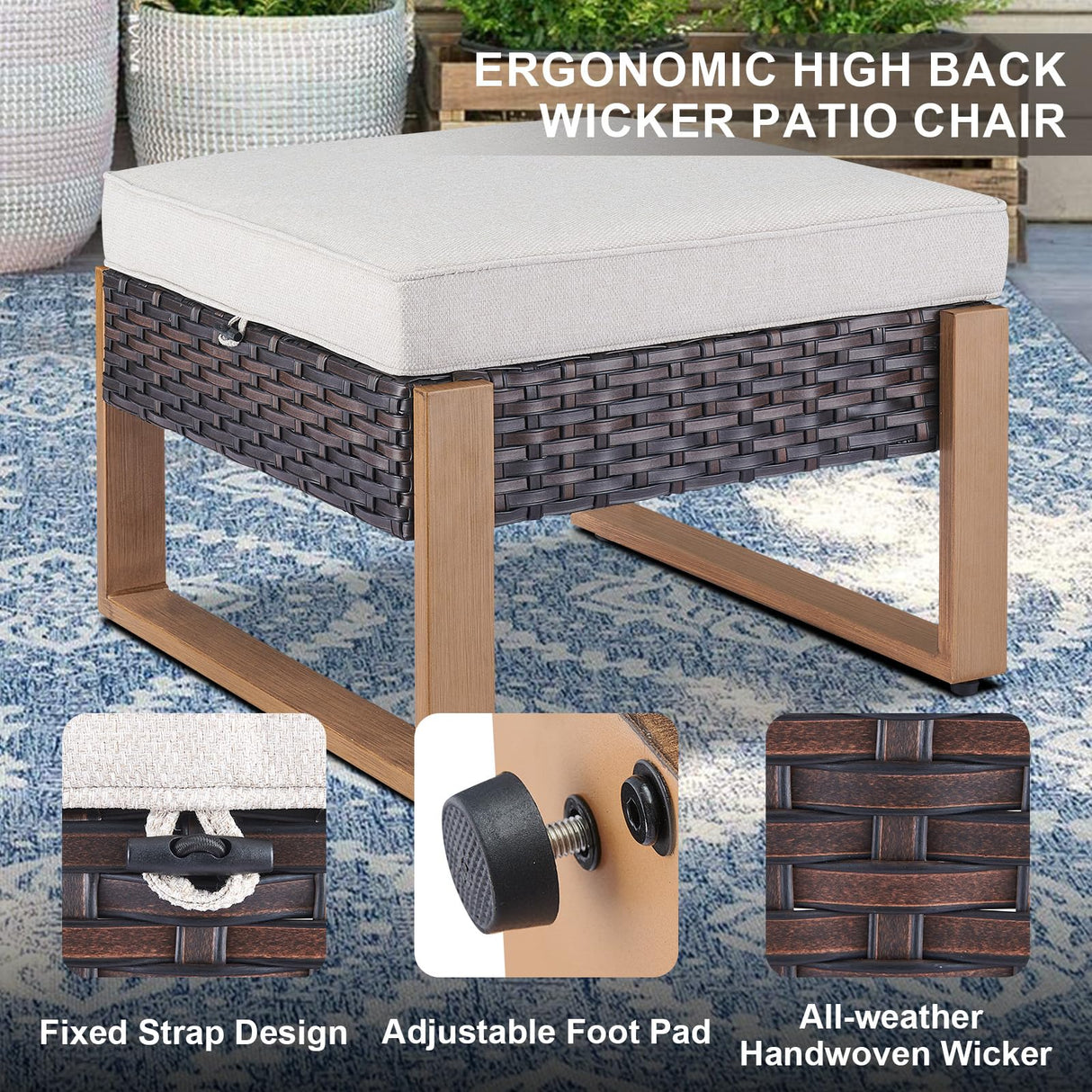 6 Piece Outdoor Patio Furniture Set with Propane Fire Pit Table, Wicker Patio Conversation Set with 2 Swivel Rocker Chairs Rattan Sofa and Removable 4" Thick Cushions for Deck Backyard Belord