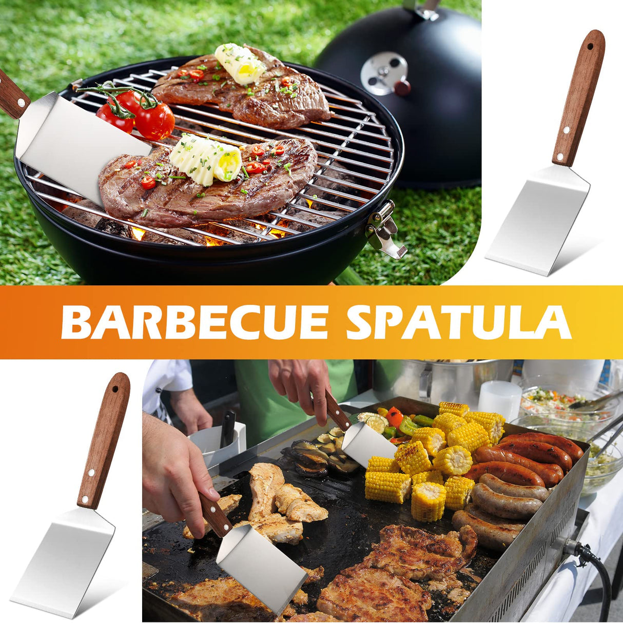 BBTO 20 Pcs Pizza Spatula Pie Server Stainless Steel Cake Serving Spatula Non Slip Easy to Grip Baking Triangular Spade Wood Handle Shovel for Desserts Pizza Pie Cake Biscuit (Full Style) BBTO