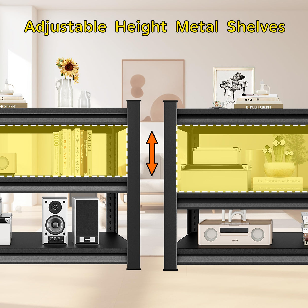 SUPPNEED Adjustable Garage Shelving Heavy Duty 1500LBS Loads, 48”W Large Shelving Units and Storage,48”W×16”D×36”W Garage Storage Shelves,3-Tier Metal Shelves for Warehouses,Kitchen(Black) SUPPNEED