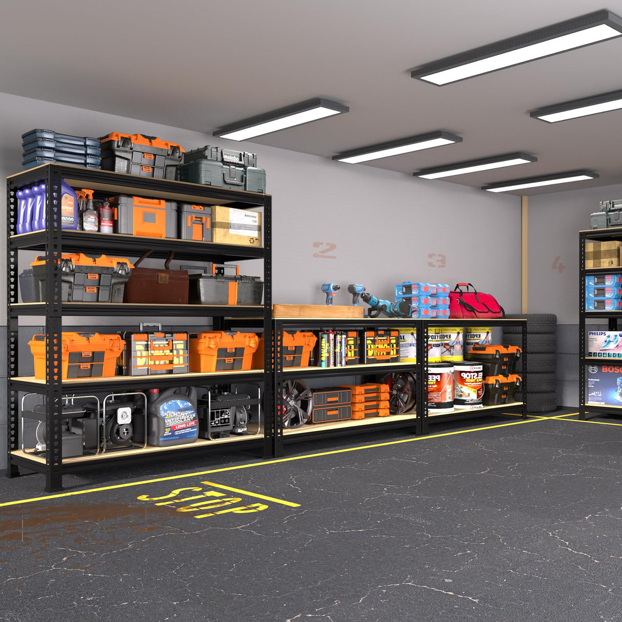 PrimeZone Heavy Duty Garage Storage Shelves, 31.5" W x 16" D x 63" H Adjustable Gargae Shelving, 5 Tier Metal Shelving Unit, Storage Shelf Utility Rack Organizer for Garage, Warehouse, Pantry, Black PrimeZone