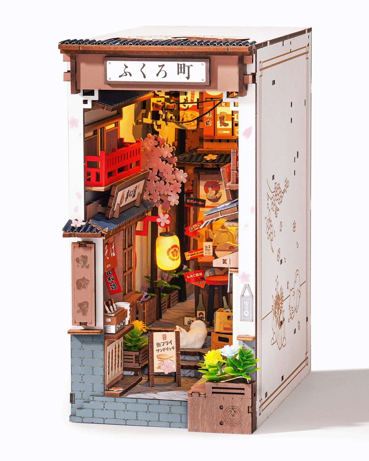 Rolife Book Nook Kit Sakura Wine Alley, 3D Wooden Puzzle Booknook for Bookshelf Decor, Japanese-Inspired Sakura Theme Creative DIY Miniature Dollhouse Kit, Crafts Gifts for Adults, Teens & Book Lovers Rolife