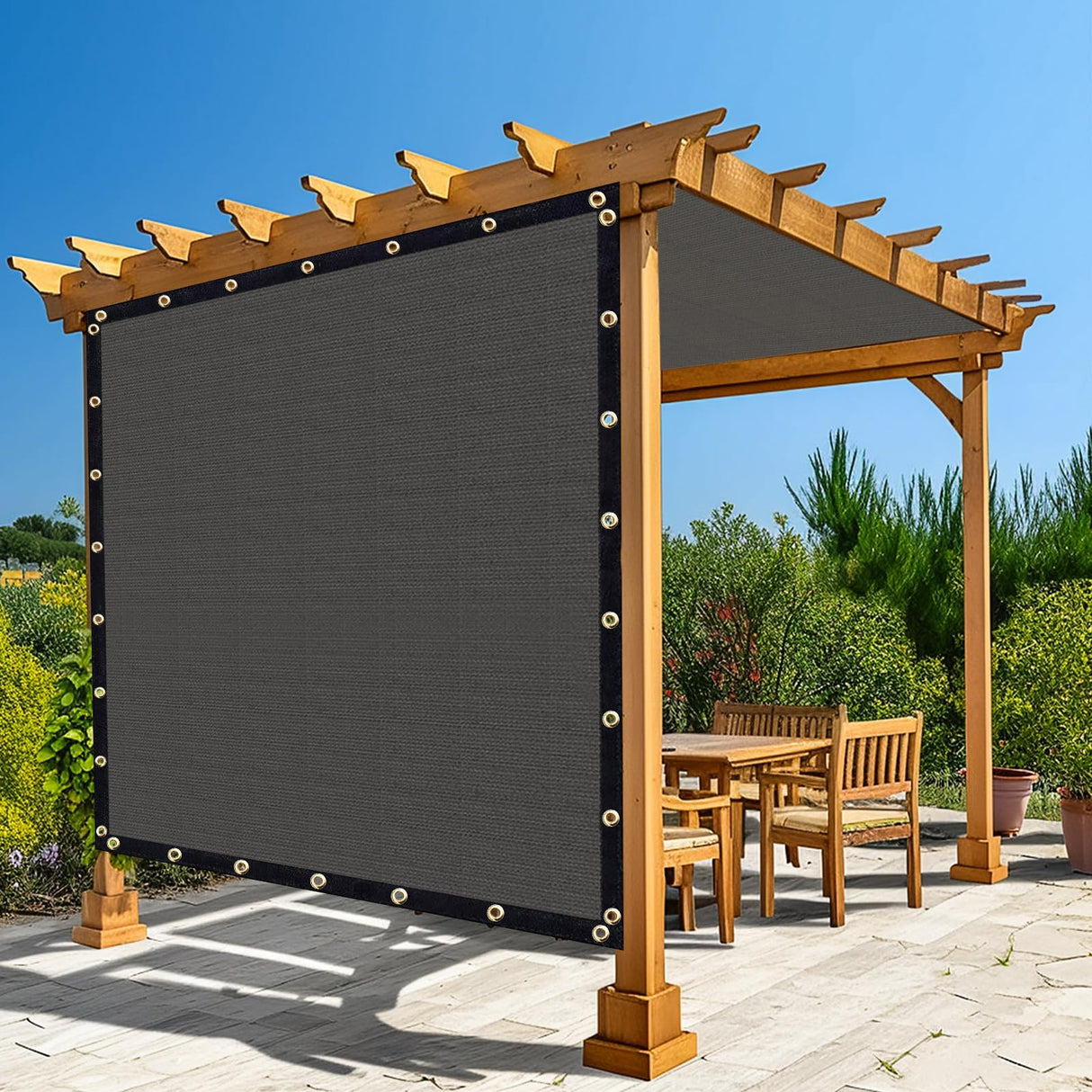 Amagenix 90% Pergola Shade Cover 17'X 18' Dark Grey Sun Shade Cloth with Grommets GN03 for Outdoor Garden Patio Porch-Commercial Grade 200 GSM-Cable Zip Ties Included (We Customized) Amagenix