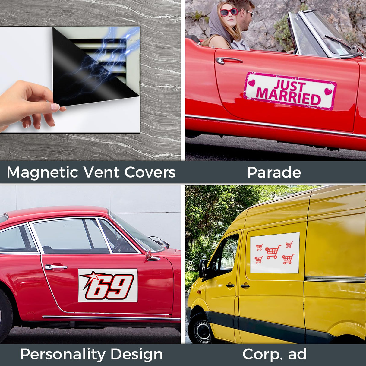 CUHIOY Blank Car Magnetic Sheet - 2 Pack 24"x12" Strong Magnet Stickers with 40 Mils, Flexible Vehicles Magnet Sign for Advertising Business and Company Logos (for HOA), Prevent Car Scratches & Dents CUHIOY