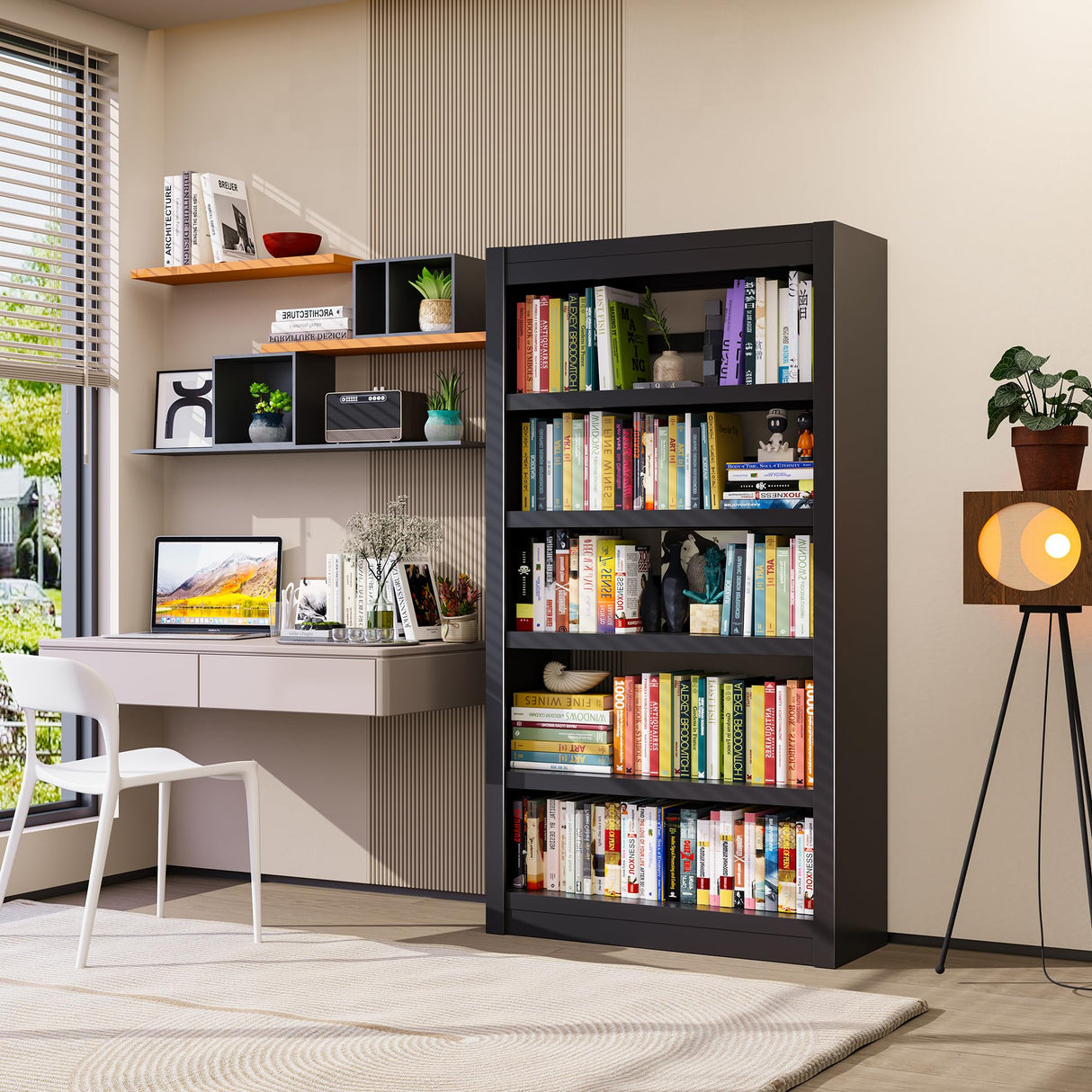 LyAosdFu Book Shelf, 5-Tier Sturdy Bookcase, Adjustable Bookshelf, Large Capacity per Shelf, Modern Book Cases for Living Room, Home Office, Garage, Ideal for Home Organization & Stylish Upgrades LyAosdFu