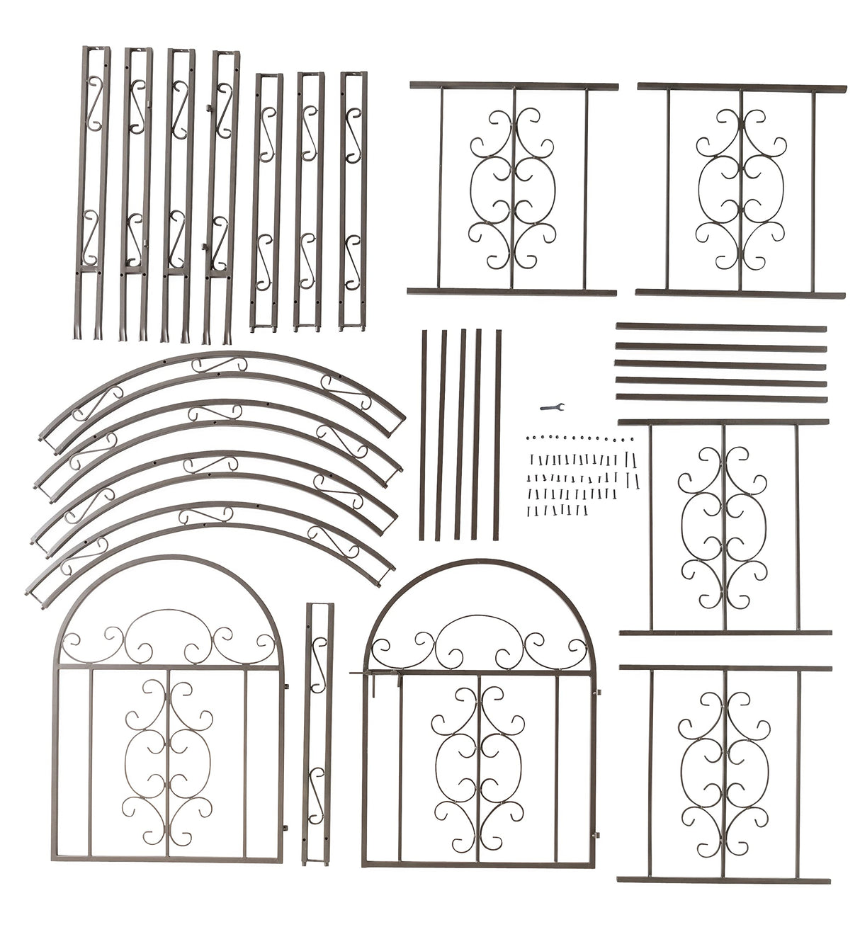 Plow & Hearth Arch Metal Outdoor Garden Arbor Double Gate | Montebello | 84" H x 53" W x 23" D | Gunmetal Black | Trellis Lattice Climbing Plants Plow & Hearth