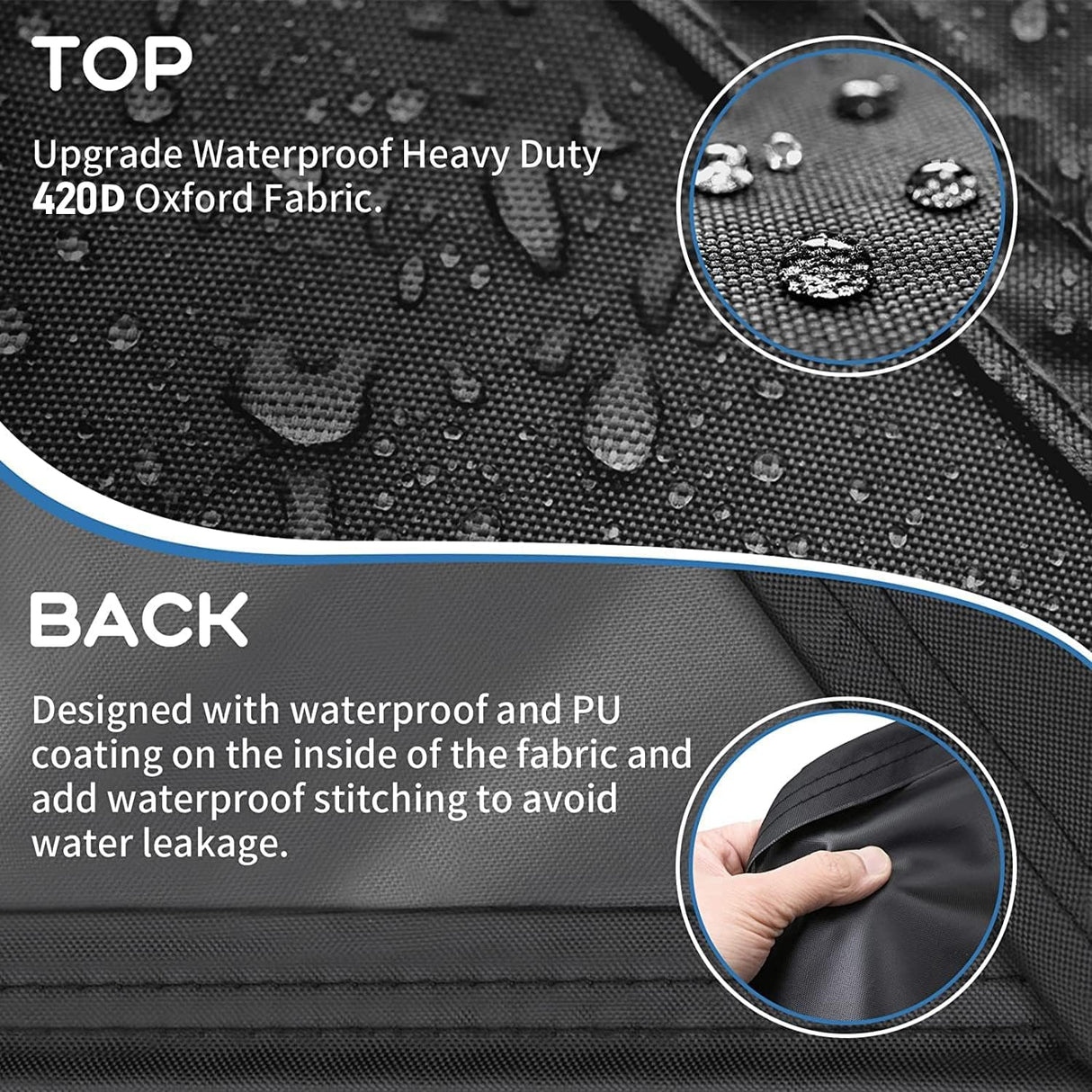 SIRUITON 3 Piece Outdoor Veranda Patio Garden Furniture Cover Set with 420D Durable and Water Resistant Fabric,Fit for Outdoor Wicker Patio Furniture Sets/Rattan Chair Conversation Sets-Balck SIRUITON