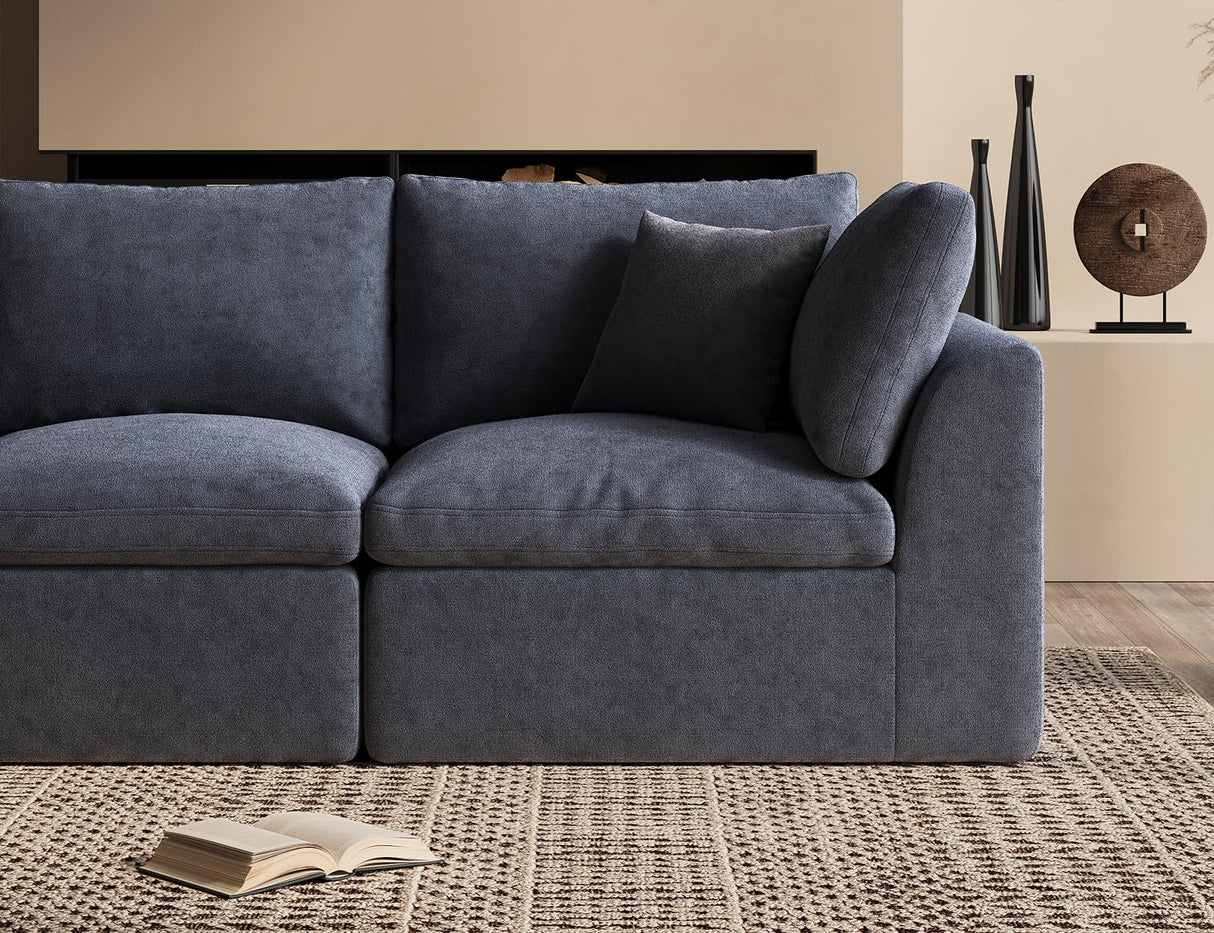 ohllob Oversized Cloud Couches for Living Room, Convertible Sectional Couch with Ottoman, 7 Seater Large Modular Sectional Sofa, Grey ohllob