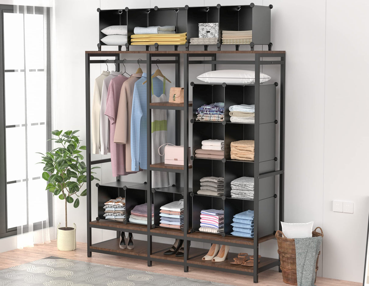 HOMIDEC Closet Organizers and Storage, 9 Cube Storage Organizer, Portable Closet Organizer Storage Cubes Shelves for Clothes, Bedroom, Closet, Wardrobe, Kids Room, Bathroom, Black HOMIDEC