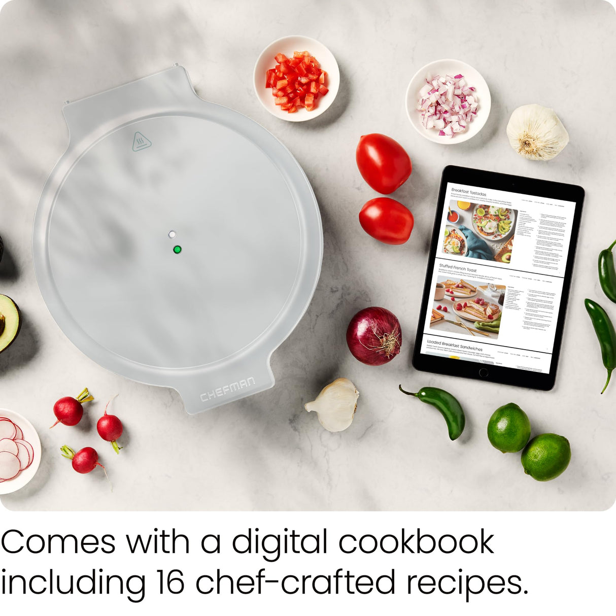 Chefman Everything Maker & Pizza Oven – 1440W Countertop Electric Pizza Maker with 12” Nonstick Cooking Plates, Make Pizza, Quesadillas, Omelettes and More, with Indicator Lights and Vertical Storage Chefman