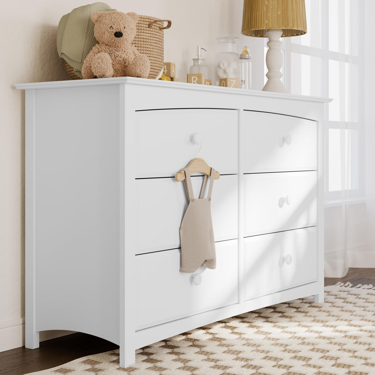 Storkcraft Kenton 6 Drawer Double Dresser (White) For Kids Bedroom, Nursery Dresser Organizer, Chest Of Drawers For Bedroom, Universal Design For Children’s Bedroom STORKCRAFT
