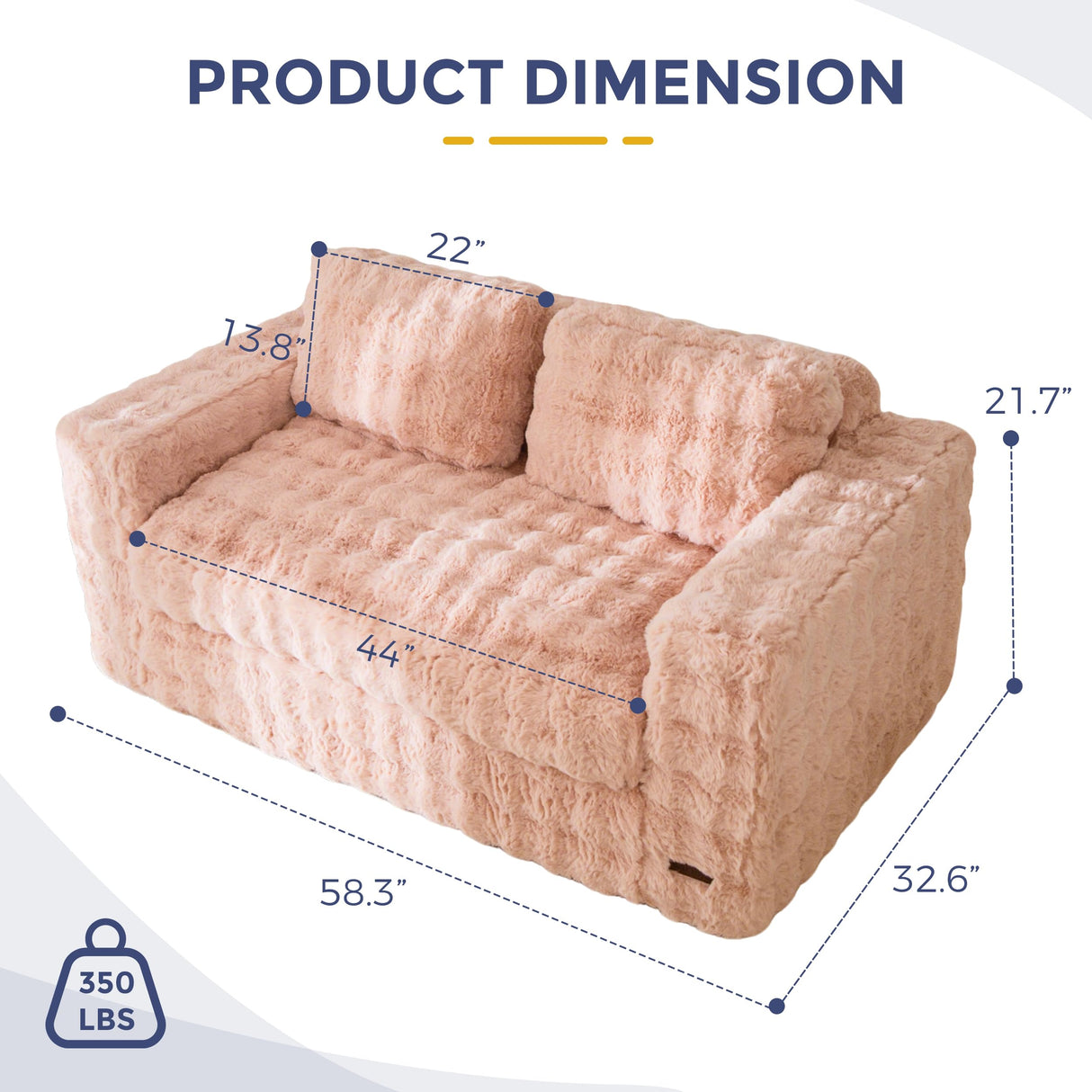 MAXYOYO Loveseat Sofa for Living Room, Small Sofa Couch Tufted Boneless Couch, Comfy Bean Bag Chair for Small Space Bedroom Apartment, No Assembly Needed, Pink MAXYOYO