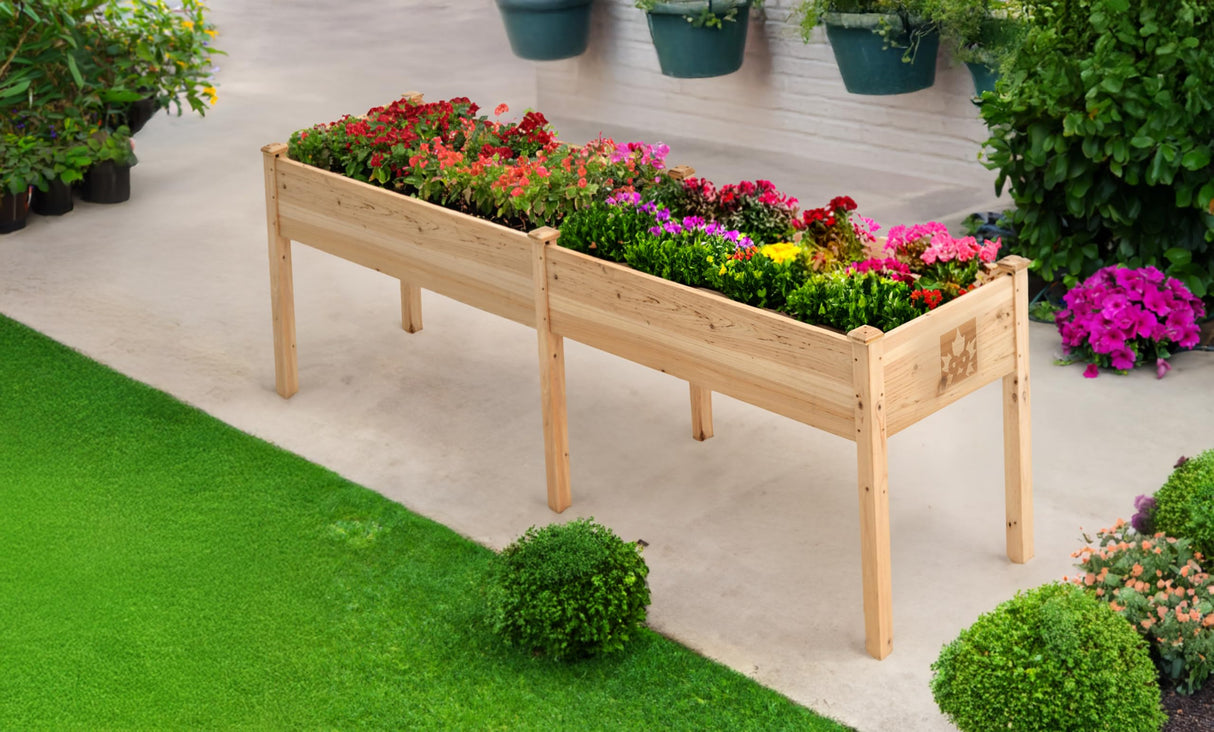 Maple99 Raised Garden Bed with Legs 72x23x30 - Natural Cedar Wood Elevated Planter Box, Veggies, Herbs - 300lb Capacity - Natural Maple99