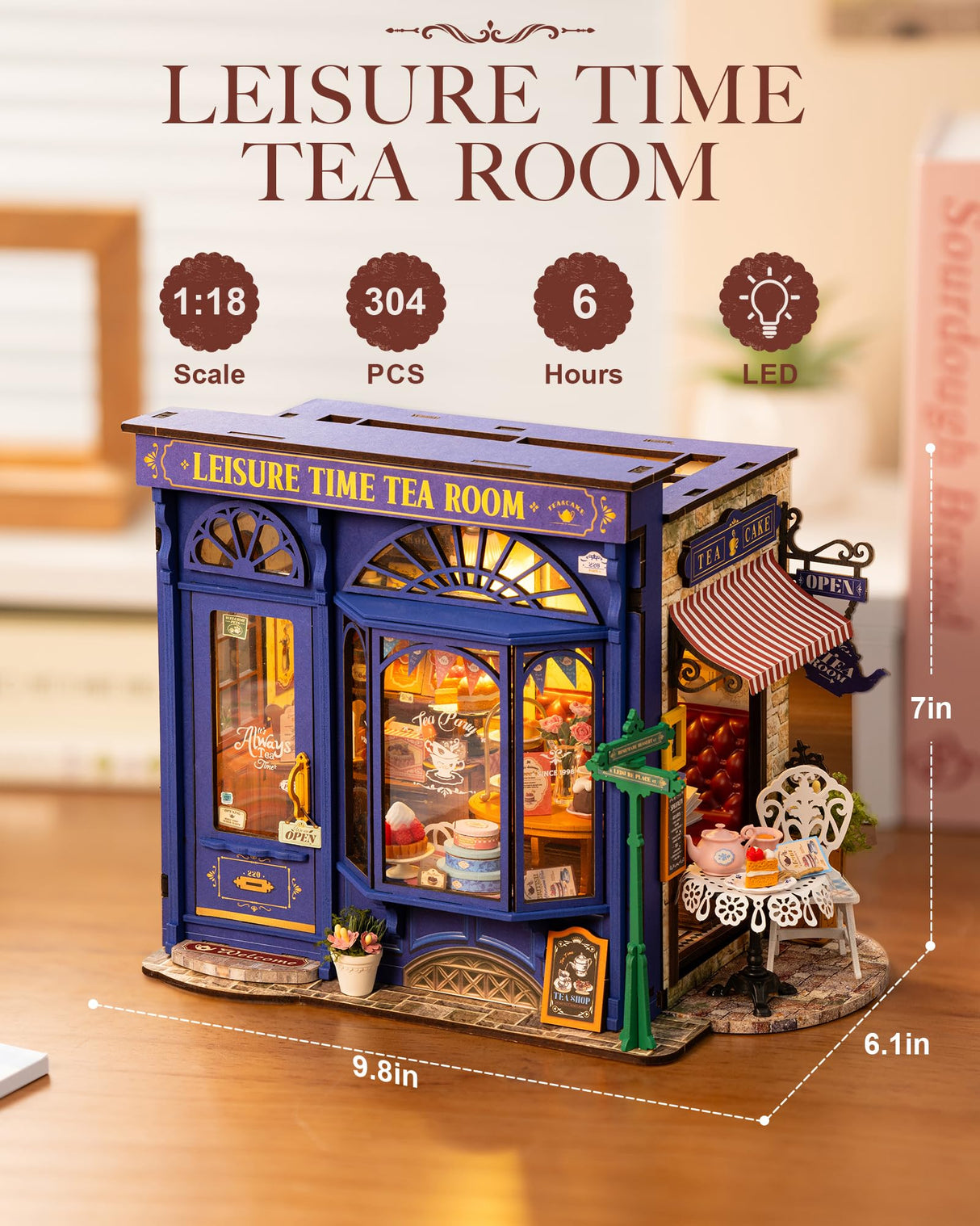 Rolife DIY Dollhouse Miniature House Kit 1:18 Edwardian Tea Room with Openable Facade, Diorama Building Model Kit Crafts for Adults Home Decor Creative Gift for Boys Girls Rolife