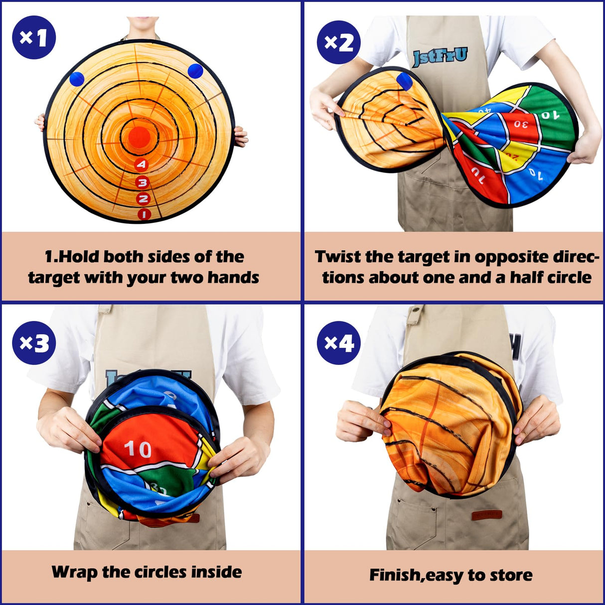 JstFrU Foam Axe Throwing Game Set,26 inch Large Dart Board,Indoor Outdoor Target Game,Includes a 26 Inch Double-Sided Easy Fold Target,2 Foam Axes,12 Sticky Balls,a Carry Bag,2 Hooks JstFrU