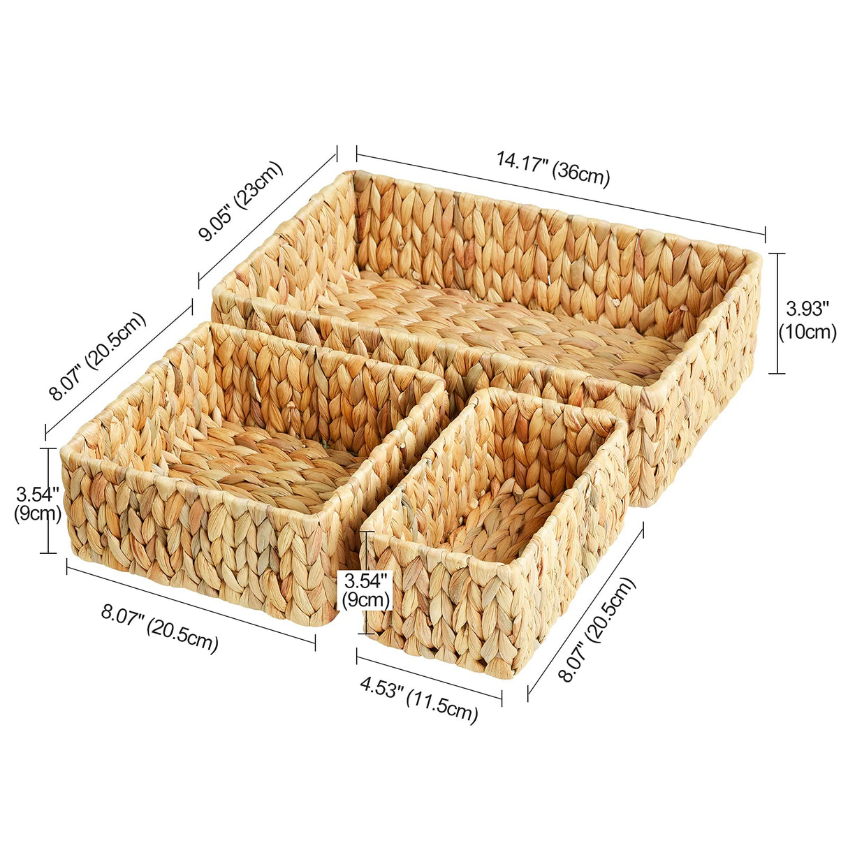 FairyHaus Wicker Baskets for Organizing 3Pack, Large and Small Wicker Storage Baskets Set, Hand Woven Baskets for Storage, Natural Water Hyacinth Storage Baskets for Pantry Shelf FairyHaus