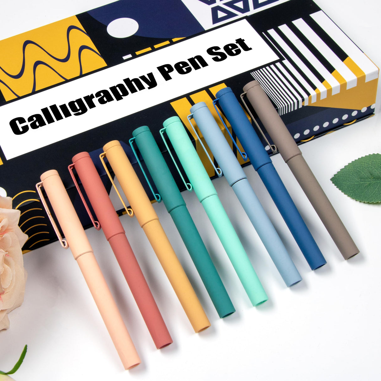 JiaoJiRen Calligraphy Set Fountain Pens with 8 Different Size Nibs and 60 Ink Cartridges(12 Colors),Calligraphy Pen Set for Beginner Writing Drawing Practice JiaoJiRen