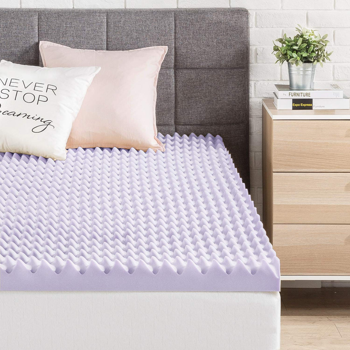 Best Price Mattress 3 Inch Egg Crate Memory Foam Mattress Topper with Soothing Lavender Infusion, CertiPUR-US Certified, Dorm Essentials, Full Best Price Mattress