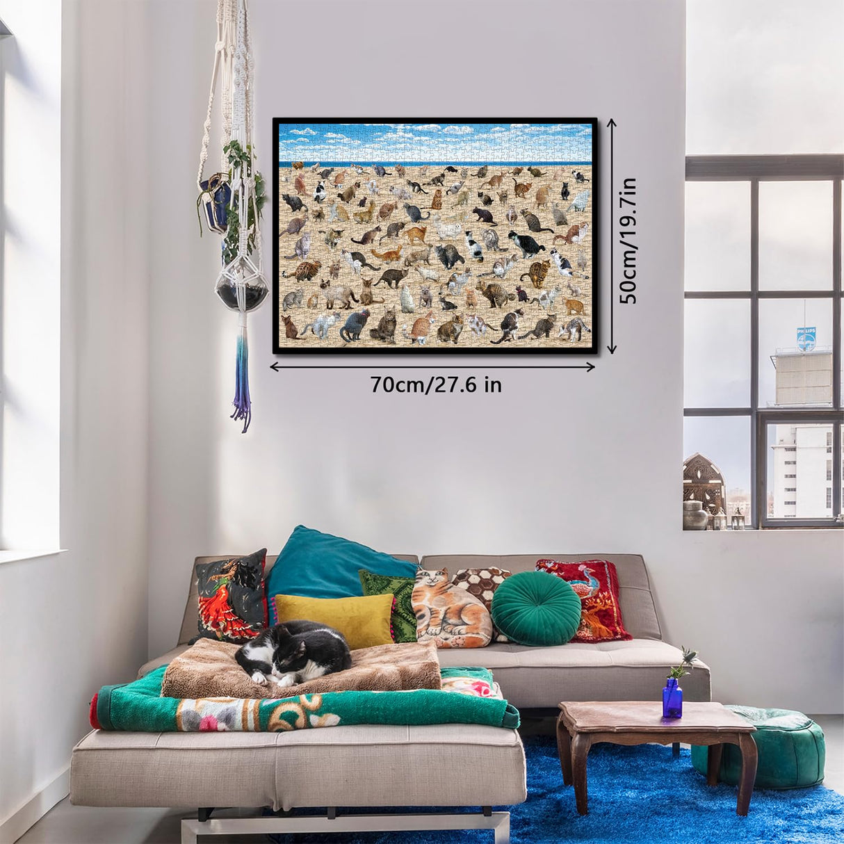 Beach Cat Puzzle 1000 Piece Puzzle for Adults, Cat Puzzles for Adults Animal Jigsaw Puzzle, Kitty Pooping Puzzle as Funny Gag Home Decor BBOLDIN