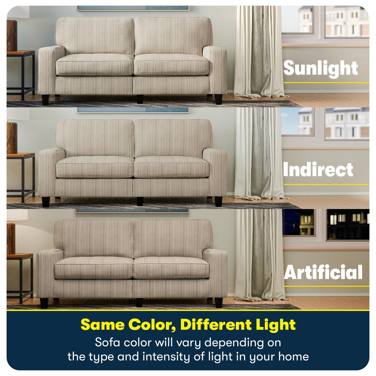 Serta Palisades 61" Track Arm Sofa, Easy Care Polyester, Soft Pillow Back, Pocket Coil Seat Cushions, Removable Covers, Loveseat or Couch for Small Spaces, Living Rooms or Bedrooms, Beige Serta