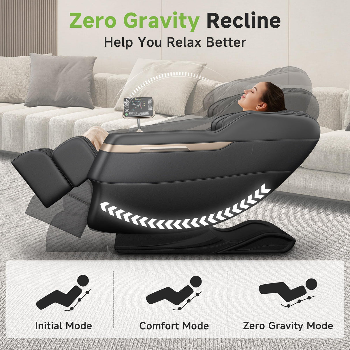 Real Relax 2025 Full Body Massage Chair, Zero Gravity Shiatsu Massage Chair Recliner, Waist and Calf Heating, Foot Massage, Bluetooth, Large Control Screen (Black and Gold) Real Relax