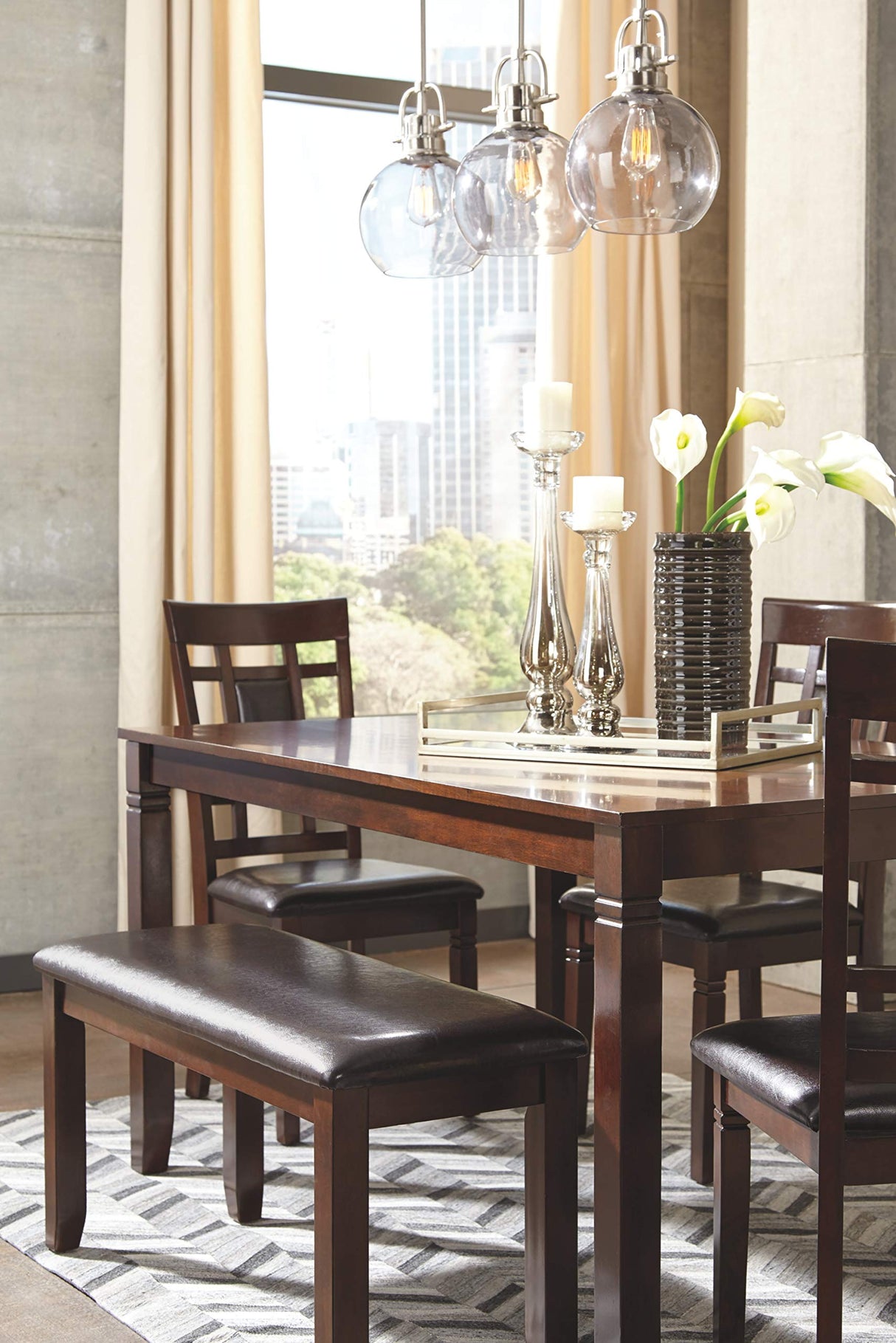 Signature Design by Ashley Bennox Dining Room Set, Includes Table, 4 18" Chairs & Bench, Brown Signature Design by Ashley